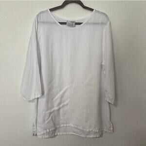 La Fixsun Women's White Linen 3/4 Sleeve Pullover Top Size XL
